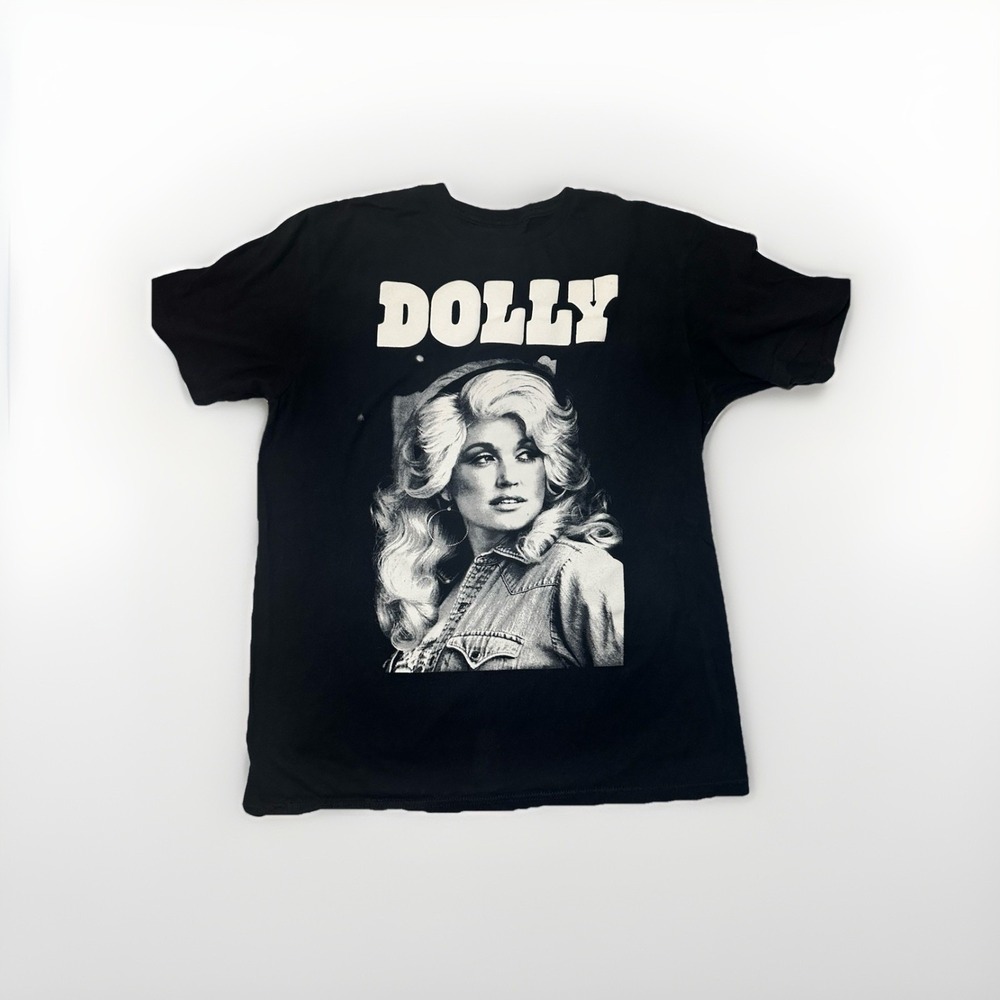 Dolly Parton Graphic Tee Large Black Country Western Vintage Band Style Shirt